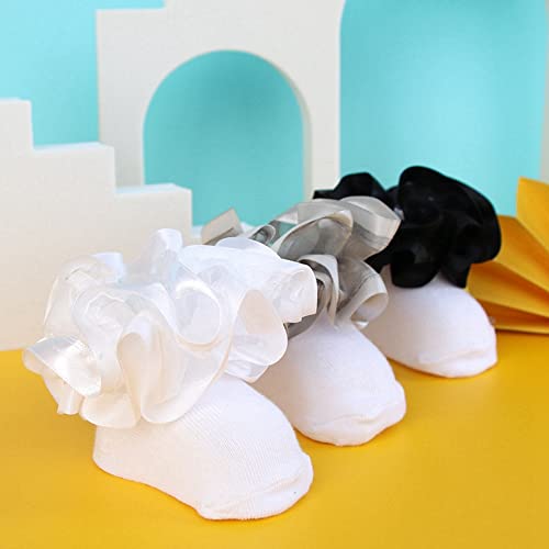 3 Pairs 3D Three-dimensional Ruffled Lace Cotton Socks,Cute Double Big Lace Dress Princess Socks for Girls2