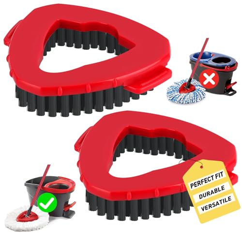 Tidy Monster Mop Base Brush, 2 Pack, Red, Polypropylene, Stiff Bristle, Replaceable Head for O Cedar EasyWrin 1 Tank System