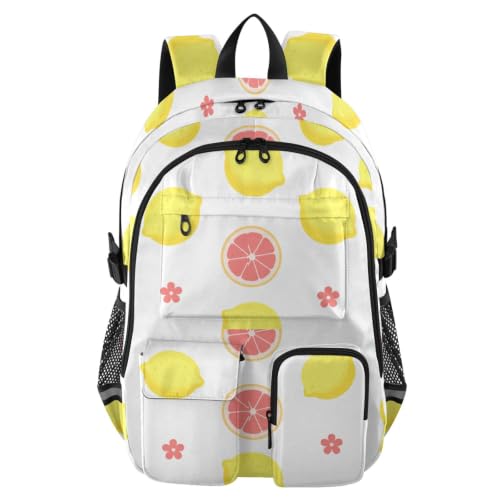 Mochila de viaje grande de 17.5 pulgadas con estampado de limón y pomelo de acuarela