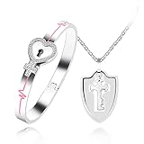 LLXYWJ Collar con Llave de Acero Inoxidable y Pulsera con candado para Hombres y Mujeres Y1481