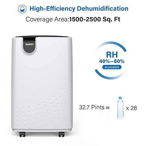 image for Yaufey 2500 Sq. Ft Home Dehumidifier for Medium to Large Rooms and Bas