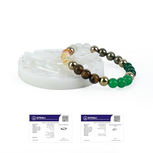 Image of Astrotalk Dhan Yog Bracelet |Attracts Wealth & Prosperity | Manifest Wealth with Citrine, Jade, Tiger Eye, Clear Quartz & Pyrite Stone | Bracelet for Man & Woman | Gift for Man & Woman