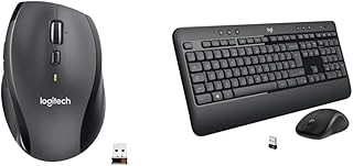 Logitech M705 Marathon Wireless Mouse - Black & MK540 Advanced Wireless Keyboard and Mouse Combo for Windows, 2.4 GHz Unifying USB-Receiver, Multimedia Hotkeys - Black