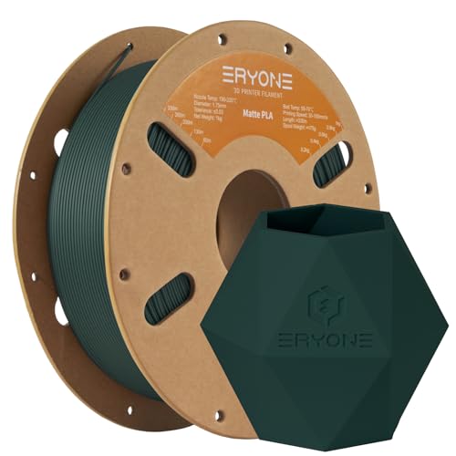 Image of ERYONE Matte 3D Printer PLA Filament 1.75 + /- 0.03mm, Matte Filament PLA 1KG(2.2LBS) Spool, Black Forest Green