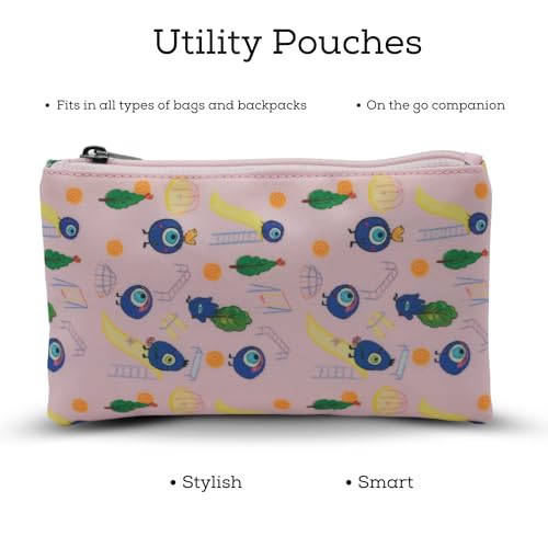 Image of VISMIINTREND Evil Eye Flat Pouch - Printed Pink Design for Accessories and Stationery, School | College | Office | Travel | Gift