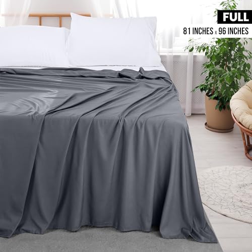 image for Utopia Bedding Flat Sheet - 1 Pack (Full, Grey) - Soft Brushed Microfi