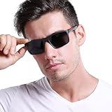 Dervin Ultralekkie okulary przeciwsłoneczne UV 400 i polaryzacyjne prostokątne okulary przeciwsłoneczne dla mężczyzn, czarne, M