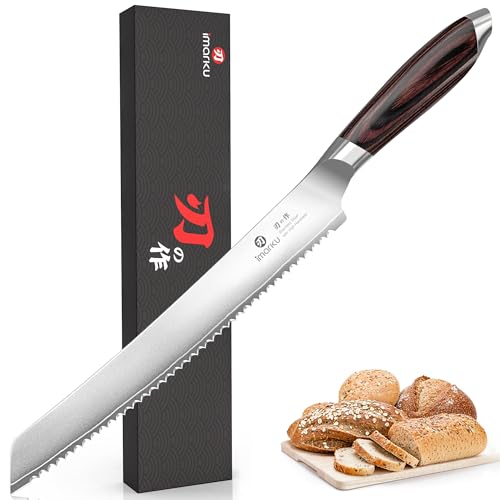 Image of imarku Bread Knife, Professional 10 Inch Serrated Bread knives for Homemade Sourdough, High Carbon Stainless Steel, Razor Sharp Edge Bread Cutting Knife for Bread Cake, Birthday Gifts for Women Men