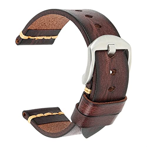 Bracelet de montre cuir véritable Maikes avec boucle acier robuste pour Galaxy Watch