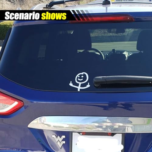 Image of KITUREK 2PCS Car Fuck You Meme Vinyl Sticker Decal, White, Small | Funny Personalised Cartoon Middle Finger Sticker, Fit for Cars Windows Bumpers Trucks Motorcycles or Any Other Smooth Surface
