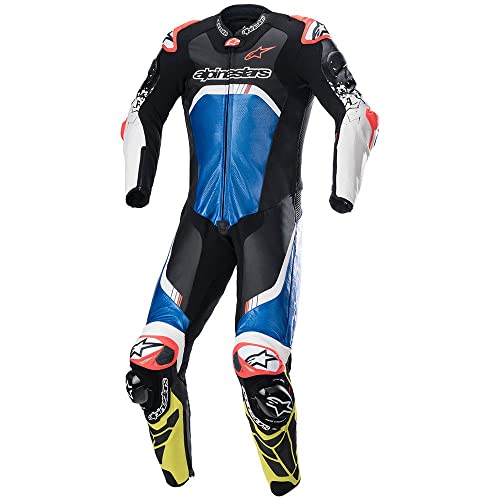Alpinestars GP Tech 4 Motorrad 1-Teiler Motorrad Lederkombi (Black/Blue/Yellow,50)