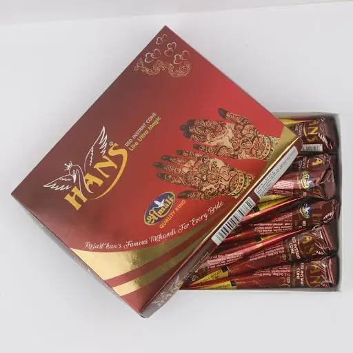 Buy Hans Instant Red Mehendi Cone – Pack of 12 for Fast, Vibrant