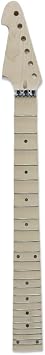 Full Scalloped Guitar Neck 24 Fret 24.75" Maple Fretboard Reverse Electric Guitar Neck Lock Nut Dots Inset Bolt-On Heel Unfinished Replacement