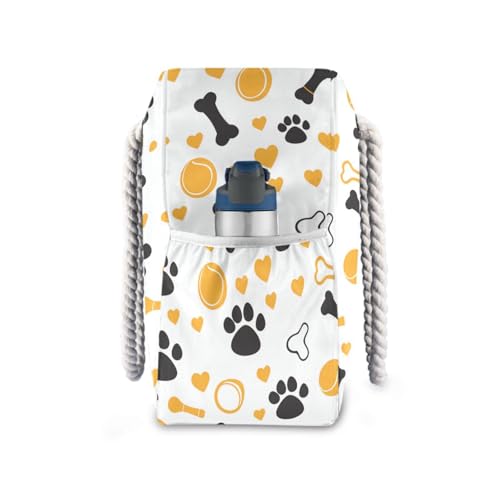 JUNZAN Cute Paw Prints Beach Tote Bag with Handles Swim Pool Bag Beach Totes Bags for Women with Waterproof Pockets4