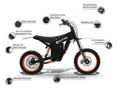 Image of Tuttio Soleil01 Electric-Dirt-Bike for Adults, 2000W /3000W Electric-Motorcycle with 48V 21AH Battery Ebike 14 inch /12 inch Fat Tire Hydraulic Brakes Mountain Off-Road EBike