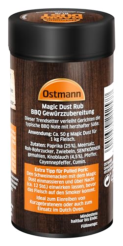 Ostmann Gewürze - Magic Dust | BBQ Rub Gewürzzubereitung | Trockenmarinade für Grillfleisch | Ideal zum Marinieren von Grillfleisch aller Arten | Vegan | 140 g im Streuer