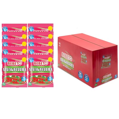 Bebeto Strawberries (150g), Real Fruit Juice + No Artificial Colours + Halal Certified Sweets, Pack of 1