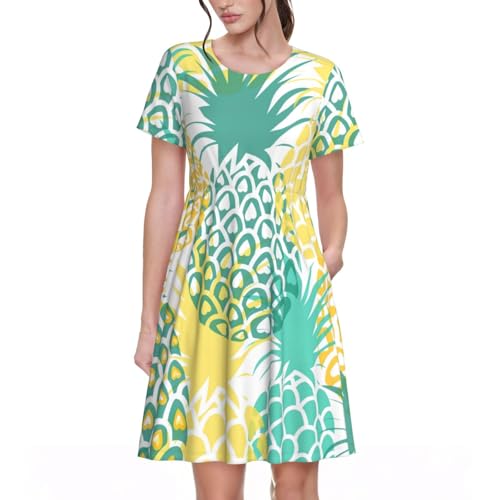 Robe d'été décontractée pour flâner à la plage en imprimé ananas