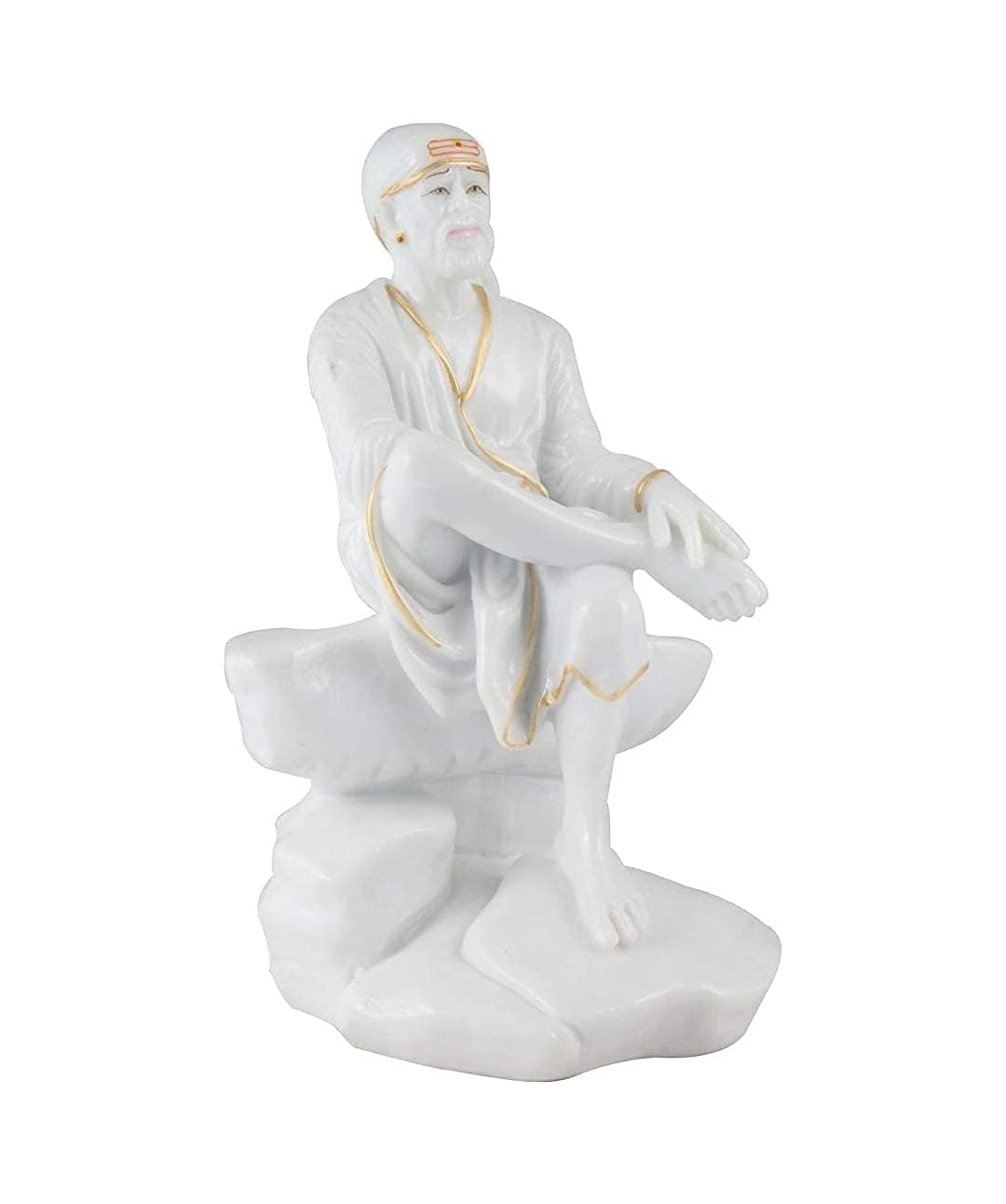 KRISHNAGALLERY1 White Polyresin Sai Baba Murti Shirdi Sai Baba Statue for Home Pooja 7 Inch 3