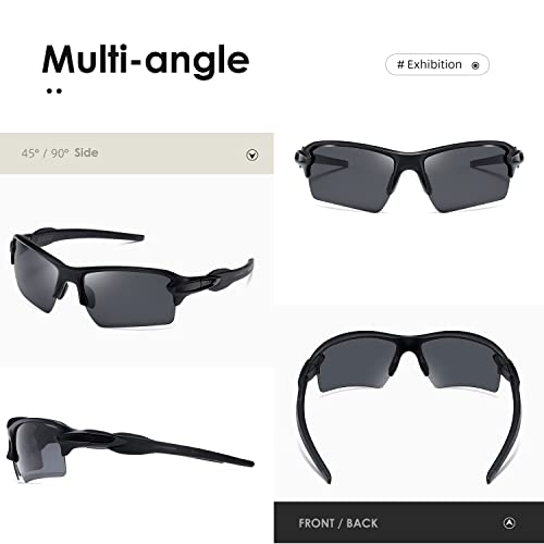 Kimorn Polarized Sports Sunglasses For Men Womens Baseball Fishing Cycling Running Golf Motorcycle Wrap Around Glasses K1463 (Matte Black Frame Gray Lens) #TOP4