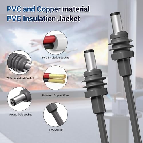 Cable Mini DC a Mini DC de 18AWG y 5M impermeable IP68 3