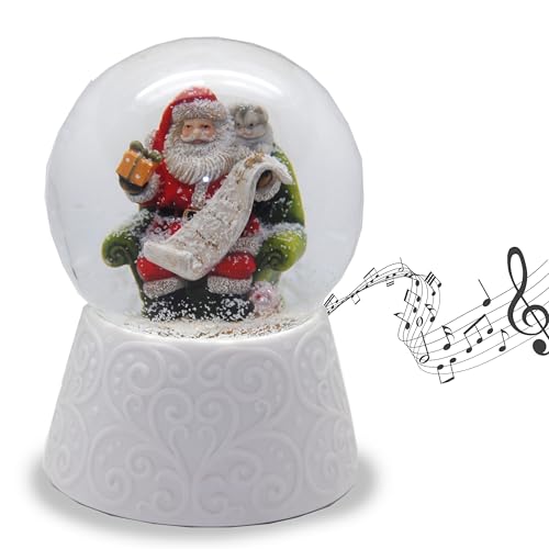 20089 Edle Schneekugel mit weißem Porzellan-Sockel Weihnachtsmann...