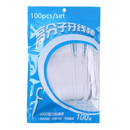 TZMY-EU 100 Pcs Fils Dentaires Cure Dent Plastique Fil Dentaire Sticks Jetable Oral Nettoyage Tooth Floss　　　　pour Famille Hôtels Voyages Cover