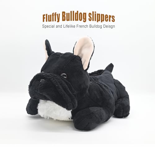 Onmygogo Flauschige Winter-Hausschuhe Tier-Hausschuhe für Herren (44-46 EU, Französische Bulldogge)