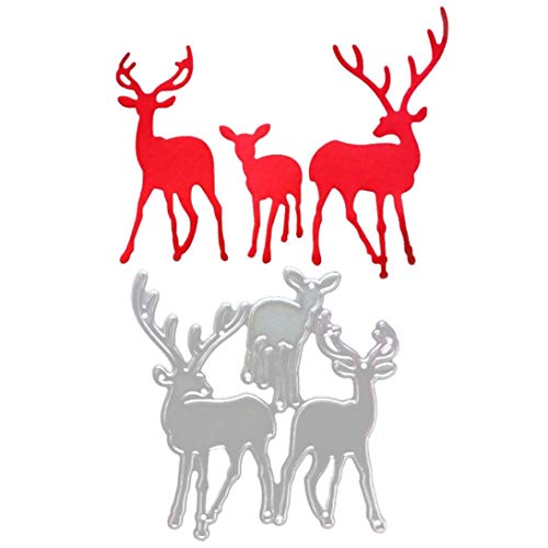 Christmas Metal Cutting Dies Deer for Card Making, Staron Cut Die Metal Stencil Template Mould for DIY Scrapbook Embossing Album Paper Card Craft (F)