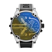 Diesel Mr. Daddy 2.0 Stainless Steel and Nylon Chronograph Men's Watch, Color: Gunmetal, Gray Logo (Model: DZ7429)