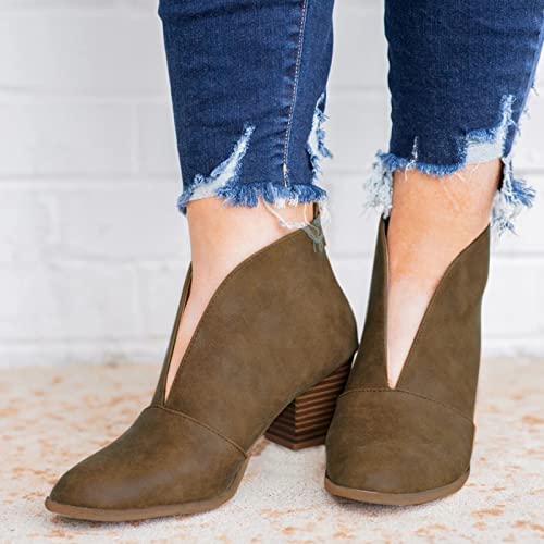 Botines retro para mujer en piel con tacón grueso cómodo 3