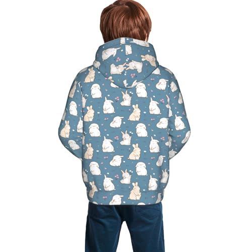 Hand Drawn Rabbit Kid Hoodies Boys Sweatshirts Girls Pullover with Pocket4