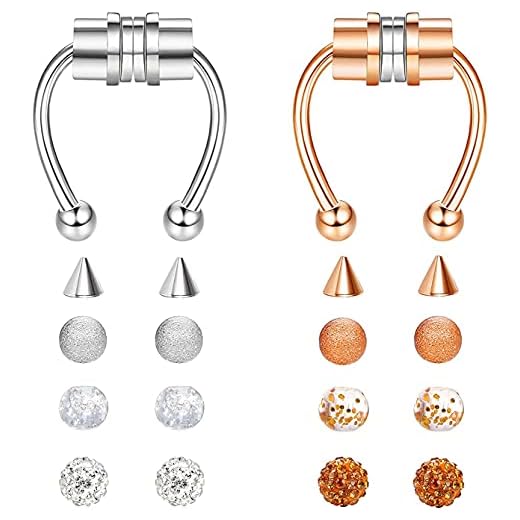 CASSIECA Magnetisk septum näsring hästsko falsk näsring ring ring för kvinnor män 316L rostfritt stål falska septumringar icke-piercing klämma på näsan ringar med ersättning