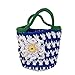 SLATIOM Bolsos de Cubo de Costura Casual de Costura Mujer Monedero contrastante Color Flower Mini Embrague (Color : A, Size : 18 * 16cm)