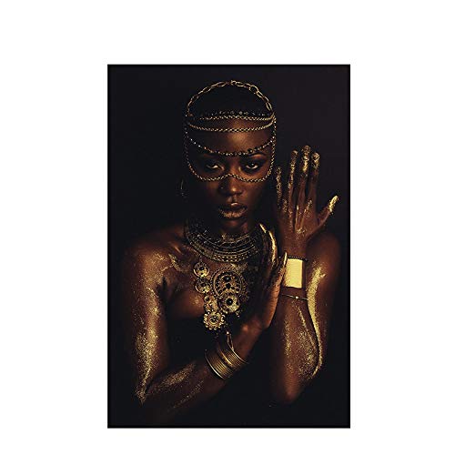 Toile Femme Africaine Grand Format KEBIA Déco Murale Salon Moderne Contre les Murs Vides 70x100