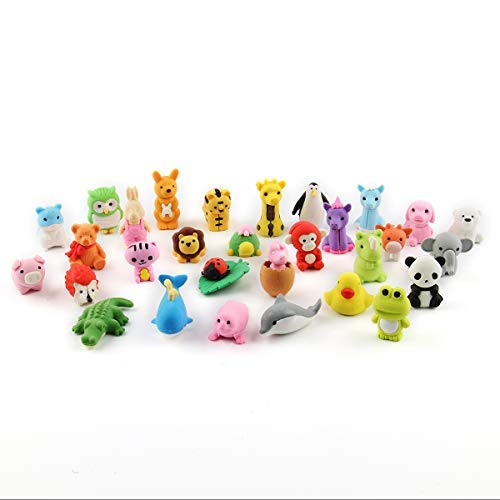 CUSFULL Lot De 30pcs Gommes à Effacer En Forme De Animaux Pour Enfants,écoles,élèves, Papeterie École Jouet Créative