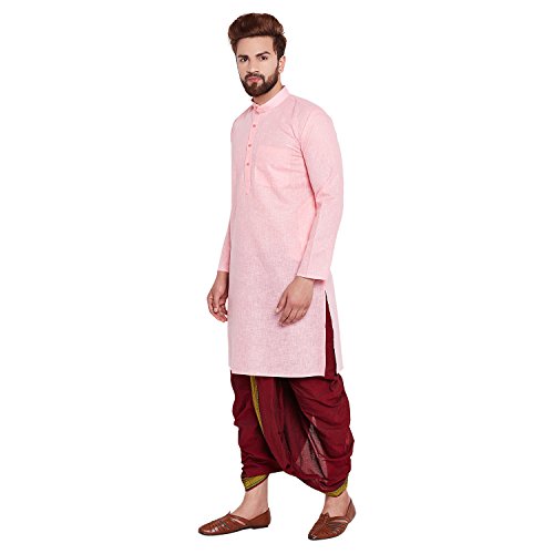 Image of SOJANYA (Since 1958 Men's Brown and Black Cotton Dhoti Kurta Set