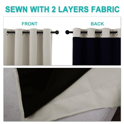 Image of NICETOWN Natural 100% Blackout Lined Curtains, 1 Pair, 37 inch Width x 40 inch Length Each Panel, 2 Thick Layers Narrow Wide Window Treatment Panels Thermal Insulated Drapes for Kitchen Small Window