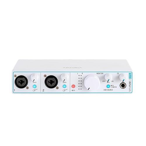 Arturia - MiniFuse 2 OTG - Audio & MIDI Interface with Creative Software for Recording, Production, Podcasting, Guitar, USBC/USBA - White