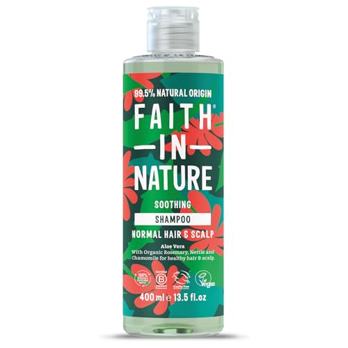 Faith In Nature Organic Aloe Vera Shampoo Soothing for Normal Hair & Scalp Vegan & Cruelty Free No SLS Silicones or Parabens 400ml