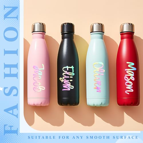 Image of 6 Sheets UV DTF Cup Wrap Name Stickers for Water Bottles Waterproof Custom Vinyl Decals Personalized Lettering Gift Stickers for 14-40oz Tumbler Cups Mugs DIY Craft (Laser)