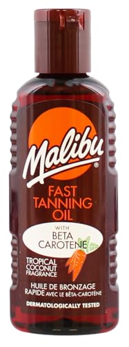 Malibu Sun Fast Tanning Oil - Tan Accelerator for Outdoor/Tanning Bed, Beta Carotene Carrot Extract...