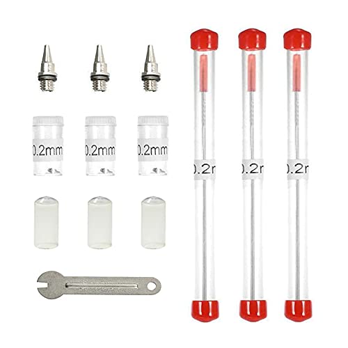 HUBEST 10PCS Airbrush Spare Parts, 0.2mm Needle, Nozzle and Needle Protector for Airbrush, The Professional Replacement Kits for HUBEST Airbrush Gun