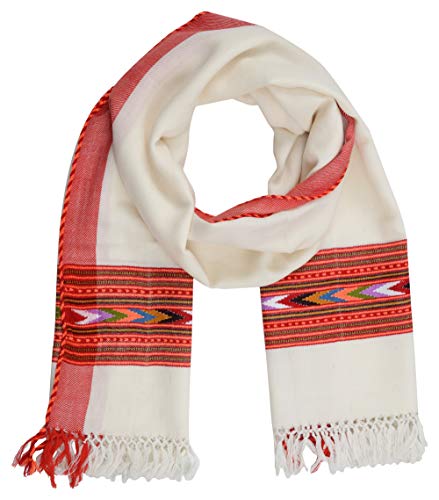 Stole Care Himalaya Women’s Handspun, Hand Woven, Woolen Stole with Kullu Typical Weaving on Handloom by National Awardee Weaver with Contemporary Color Combination. Care Himalaya products are only marketed by U Care Services.