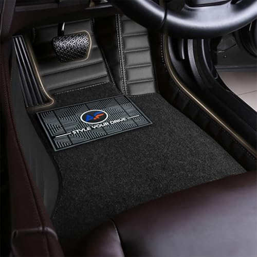 Image of Autofurnish Premium 9D Car Mat Full Set for Mahindra XUV 3XO (Automatic) 2024 || Luxury Leather Dual-Stitch Full Set 9D Car Floor Mat || 100% Waterproof || Color : Black Black