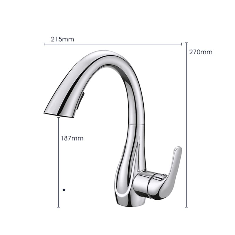 Grifo abatible para fregadero, Grifo de cocina extraíble un solo orificio con manija única y giratorio 360 ​​grados(White)