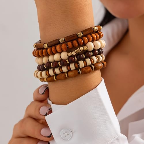 Long tiantian Boho Bracelets Stackable Wooden Bracelets for Women Popular Western Turquoise Bracelet Boho Jewelry for Women Trendy 20252