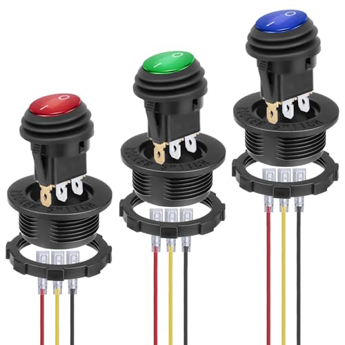 Image of BFXM Round Rocker Switch, Toggle Switch 12V, On Off Switch, SPST 3 Pin | Waterproof LED Lighted Automotive Power Switch, Marine Toggle Switch ,Automotive Replacement Electrical System Switches