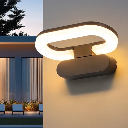 Dythwron Lámpara Exterior, 18W Lámpara de Pared Exterior, Resistente al Agua IP65, con Panel LED Orientable, Lámpara de Pared exterior para Jardín y Terraza, Blanco Cálido 3000K