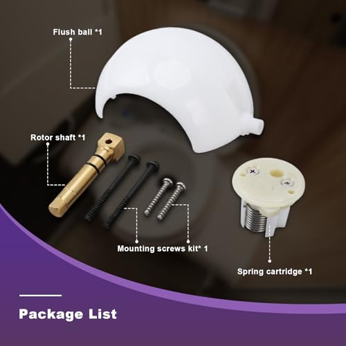 Image of RV Toilet Flush Ball Kit, 385318162 Ball and Shaft Kit,Includes Half Ball, 2 Screws, and Cartridge, Ideal for Marine Foot Flush Toilets, Easy to Install 600342766